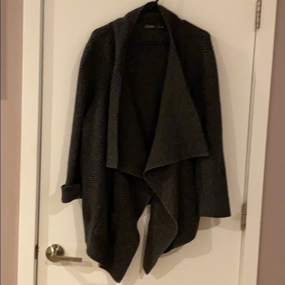 Ralph Lauren Gray Drape Front Cardigan